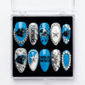 Carolina Panthers Handmade Press On Nails | Reusable 3D Nail Set